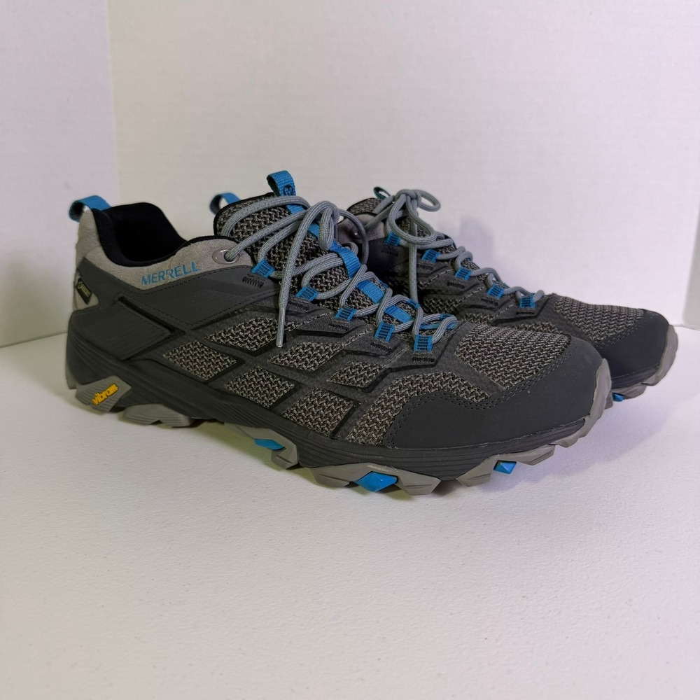 Merrell Moab FST 2 Gore-Tex Hiking Shoes Mens 14 Grey Blue Vibram Waterproof